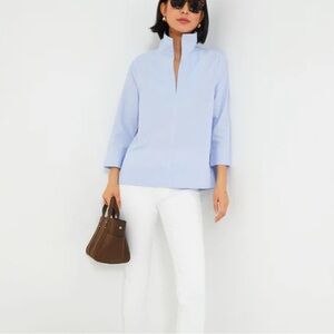 Tuckernuck Blue Margot Stand Collar Blouse